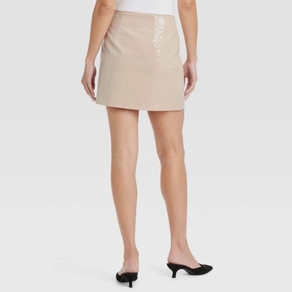 NWT A New Day Target Clear Sequin Mini A-Line Tan Skirt Size 10 - Picture 6 of 7